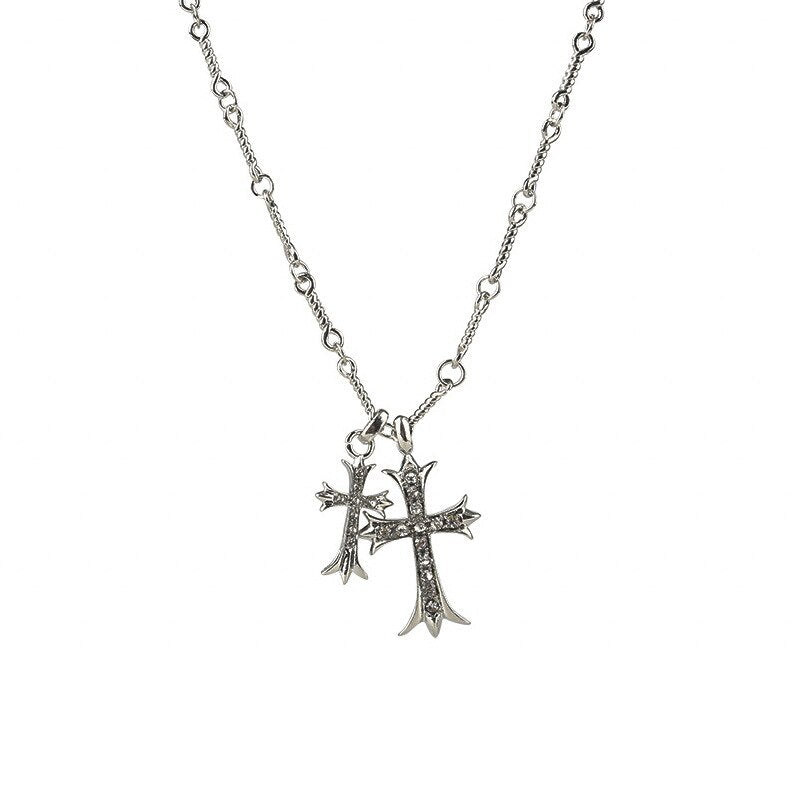 Retro Cross Zircon Necklace